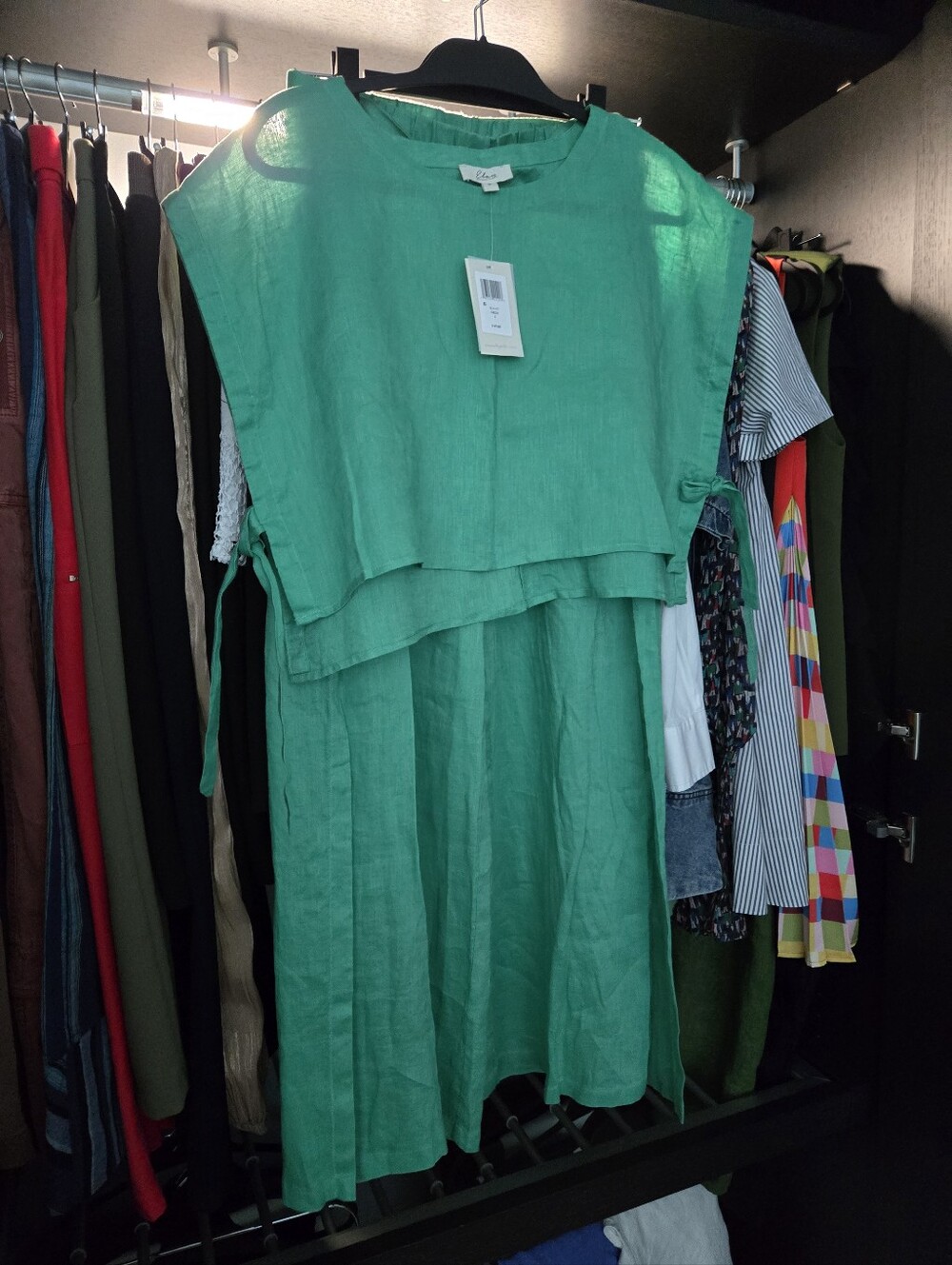 Elan Emerald Green Sleeveless Top And Pants Linen